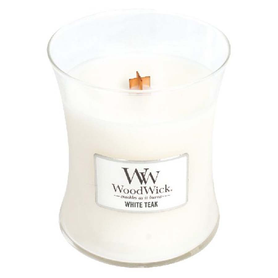 Woodwick WoodWick White Teak svíčka váza střední