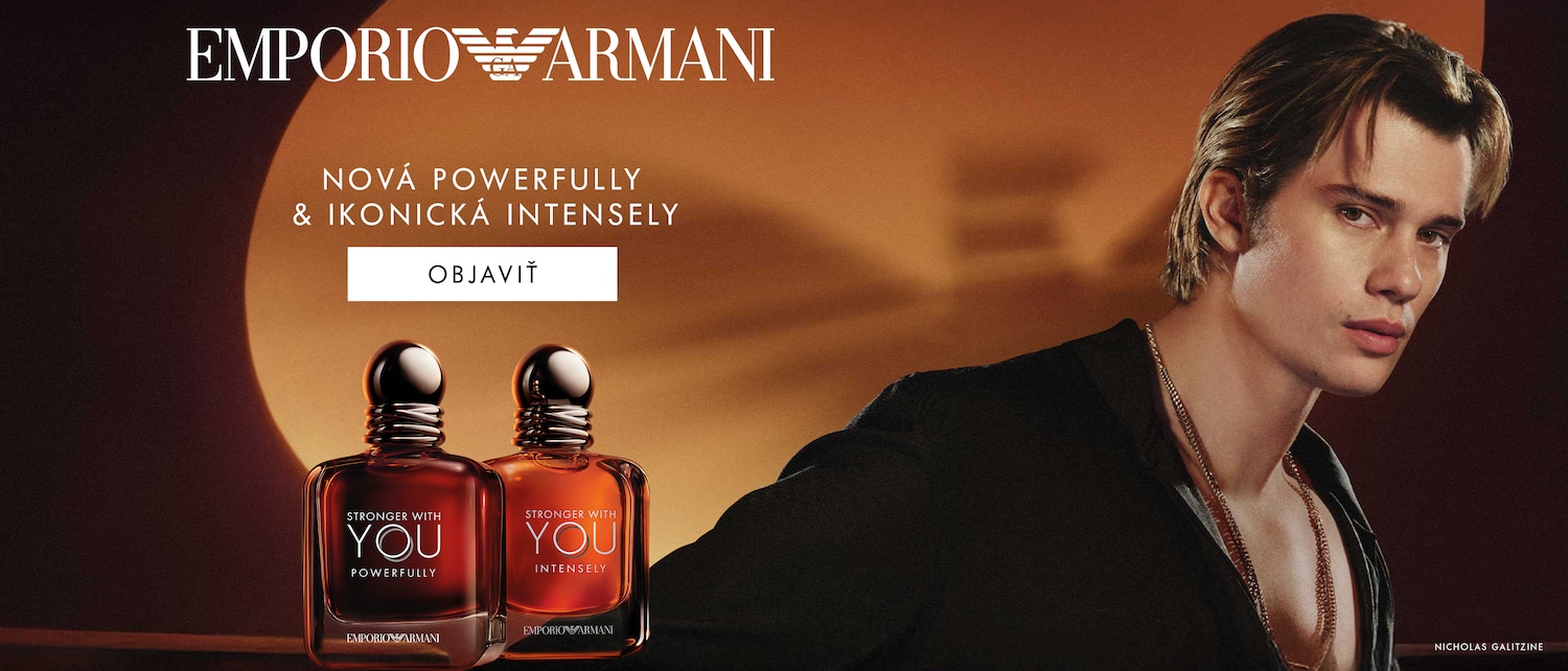 Objavte novú vôňu Emporio Armani Stronger With You, ktorá je teraz POWERFULLY a IKONICKÁ INTENSELY. Kliknite na tlačidlo OBJAVIŤ a nechajte sa uniesť touto intenzívnou vôňou.