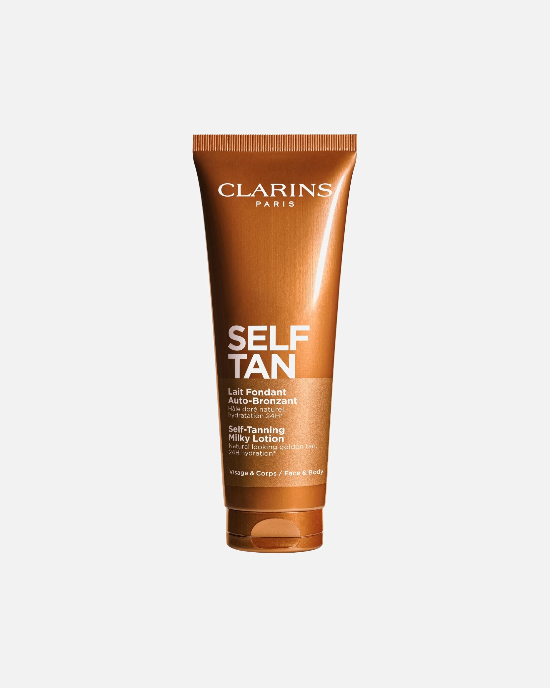 Samoopaľovací prípravok pre Pre ženy Clarins Sun Care Mliečne samoopaľovacie mlieko na tvár a telo Self Tanning Milky Lotion 125 ml
