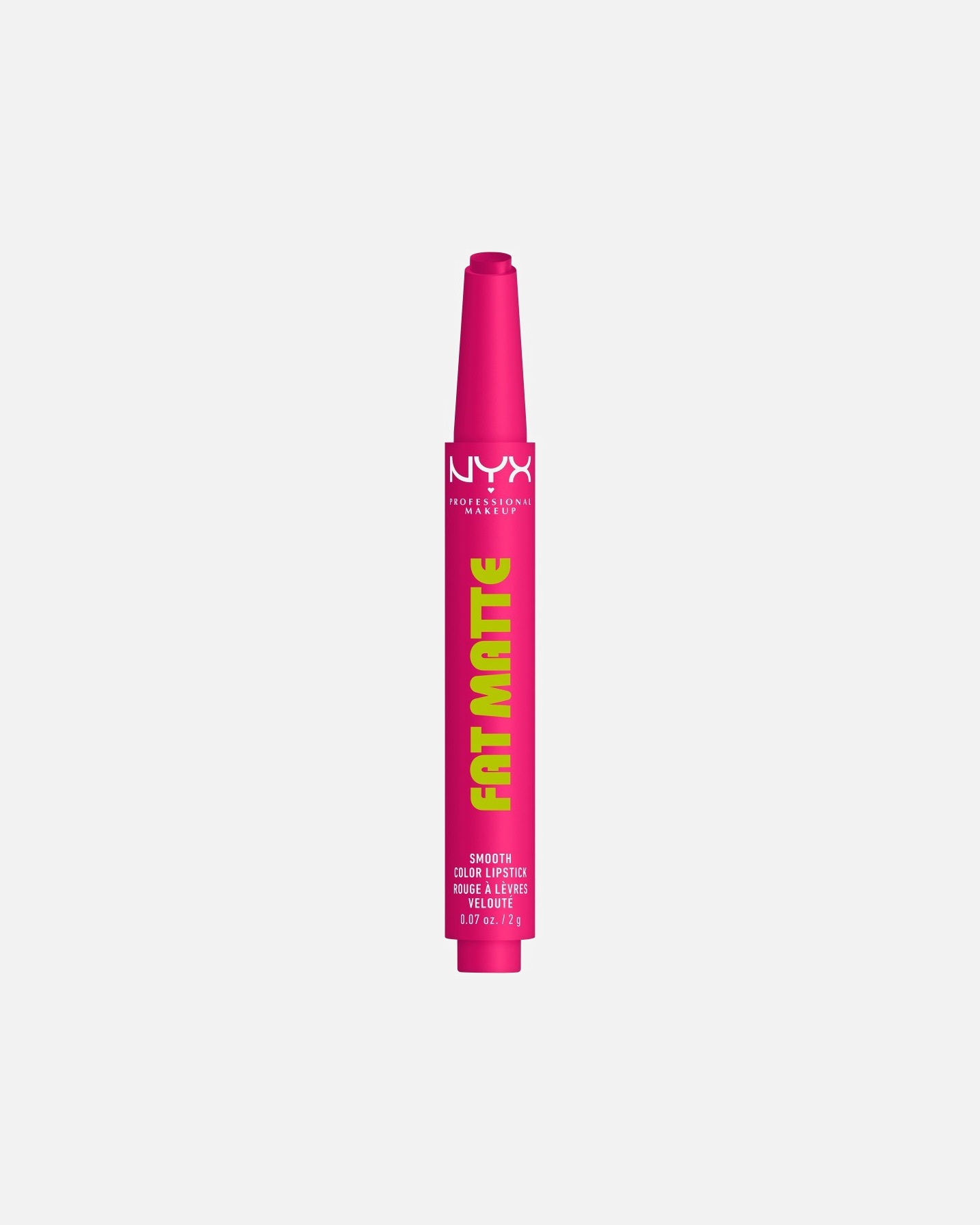 Rúž na pery pre Unisex NYX Professional Makeup Fat Matte Smooth Color Lipstick zamatovo matný rúž 13 FLUFFY FUCHSIA