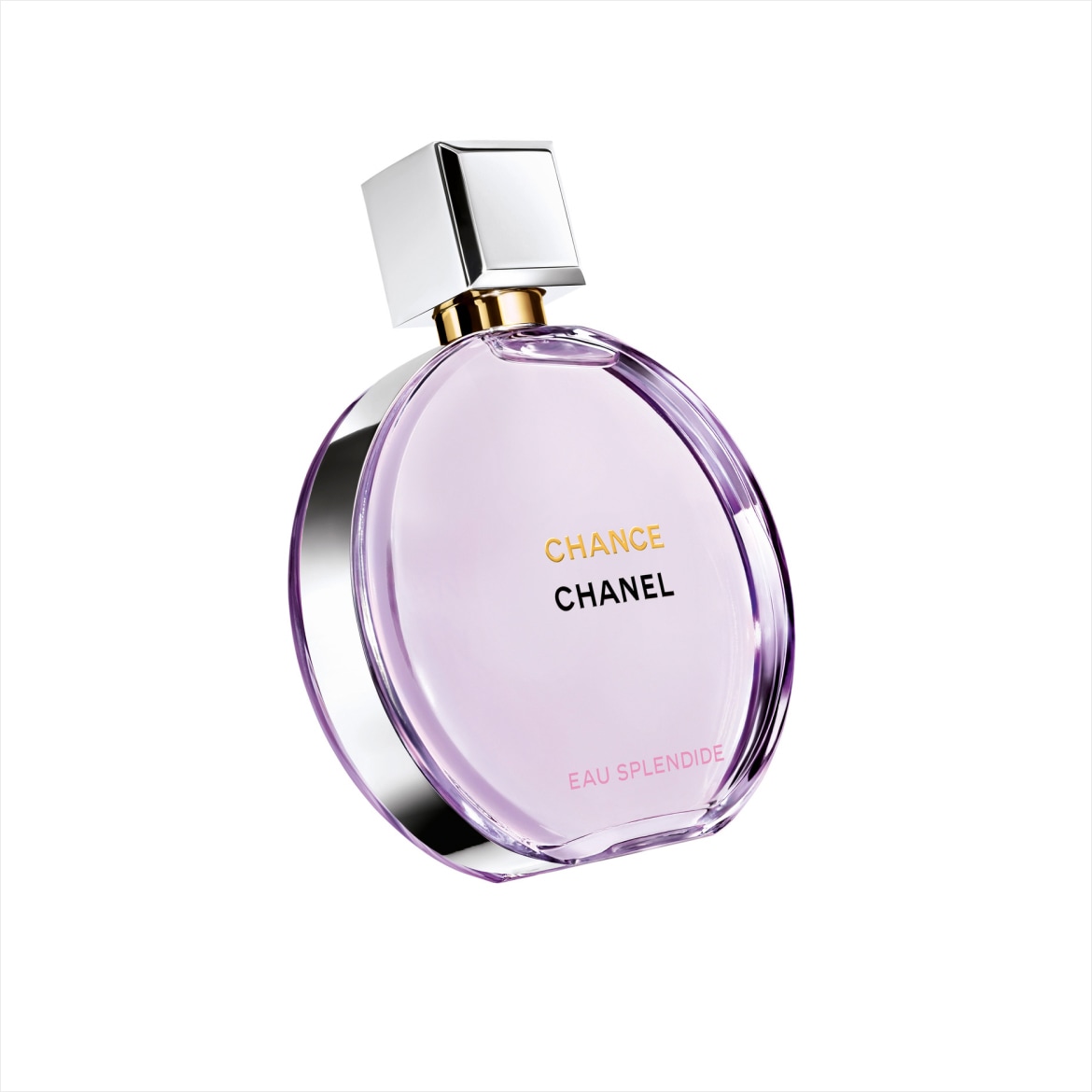 Objavte Chanel Chance Eau Splendide, jemnú a žiarivú vôňu v okrúhlom flakóne s strieborným uzáverom, ktorá evokuje sviežosť a eleganciu.