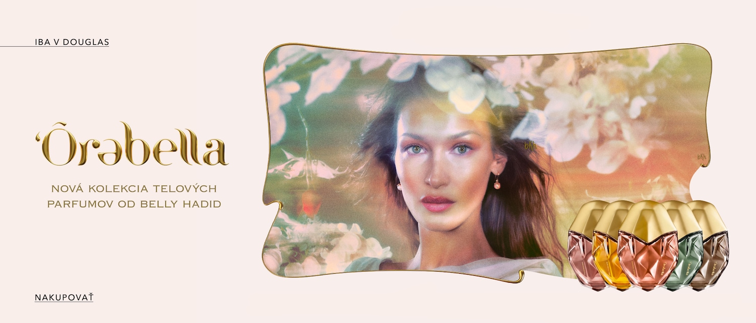 Objavte novú kolekciu telových parfumov Órəbella od Belly Hadid v Douglas, flakóny majú zlaté vrchnáky a sú v odtieňoch ružovej, žltej, zelenej a hnedej. Nakupovať.