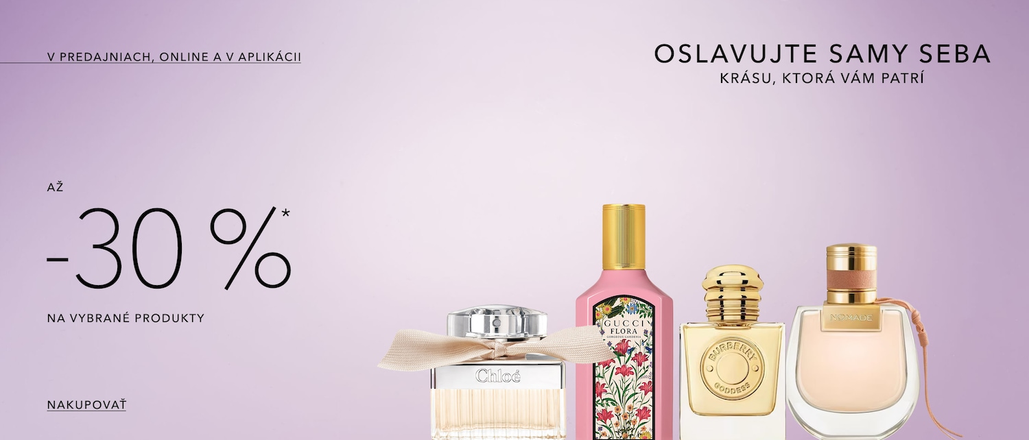 Oslavte sami sebe s krásou, která vám patří! Nakupujte vybrané produkty až s 30% slevou v prodejnách, online nebo v aplikaci.