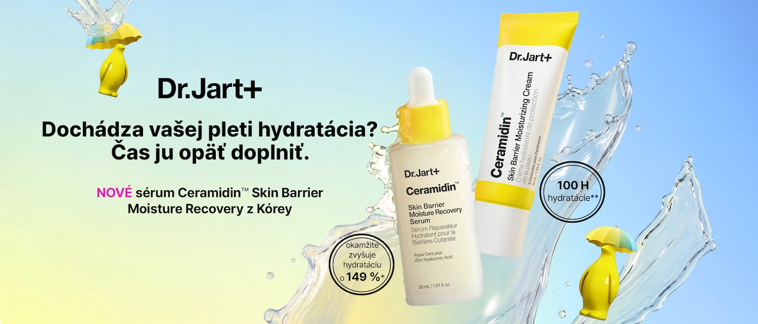 Značka Dr.Jart+ predstavuje nové sérum Ceramidin™ Skin Barrier Moisture Recovery z Kórey spolu s hydratačným krémom, obklopené osviežujúcimi striekancami vody. Doprajte svojej pleti okamžitú hydratáciu a nakupujte teraz v Douglas.