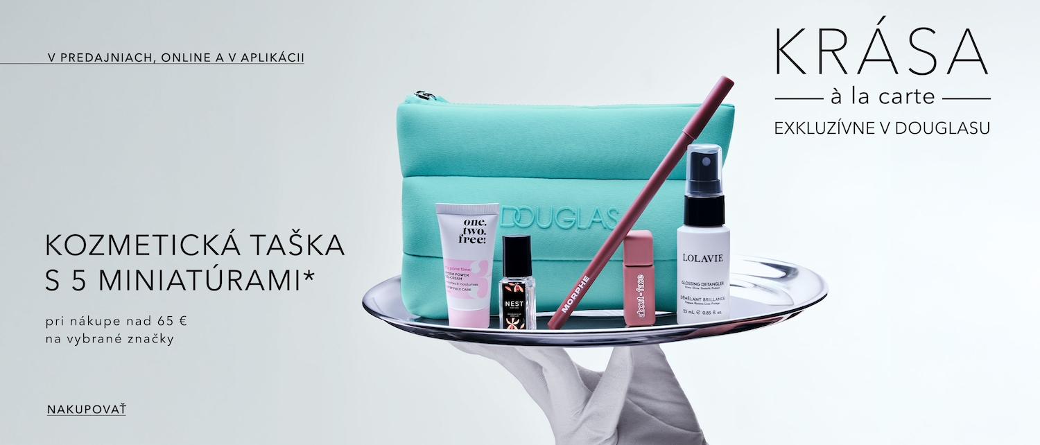 Objavte kozmetickú taštičku s 5 miniatúrami exkluzívne v Douglas, pri nákupe nad 65 € na vybrané značky. Nakupovať!
