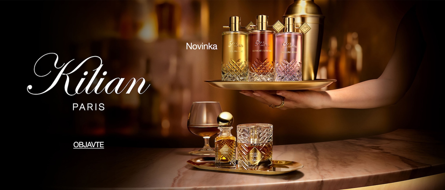 Zlatistý podnos predvádza novú kolekciu luxusných parfémov Kilian Paris v elegantných sklenených flakónoch s koktailovou tematikou a hrejivými jantárovými tónmi. Objavte novinku a nakupujte teraz.
