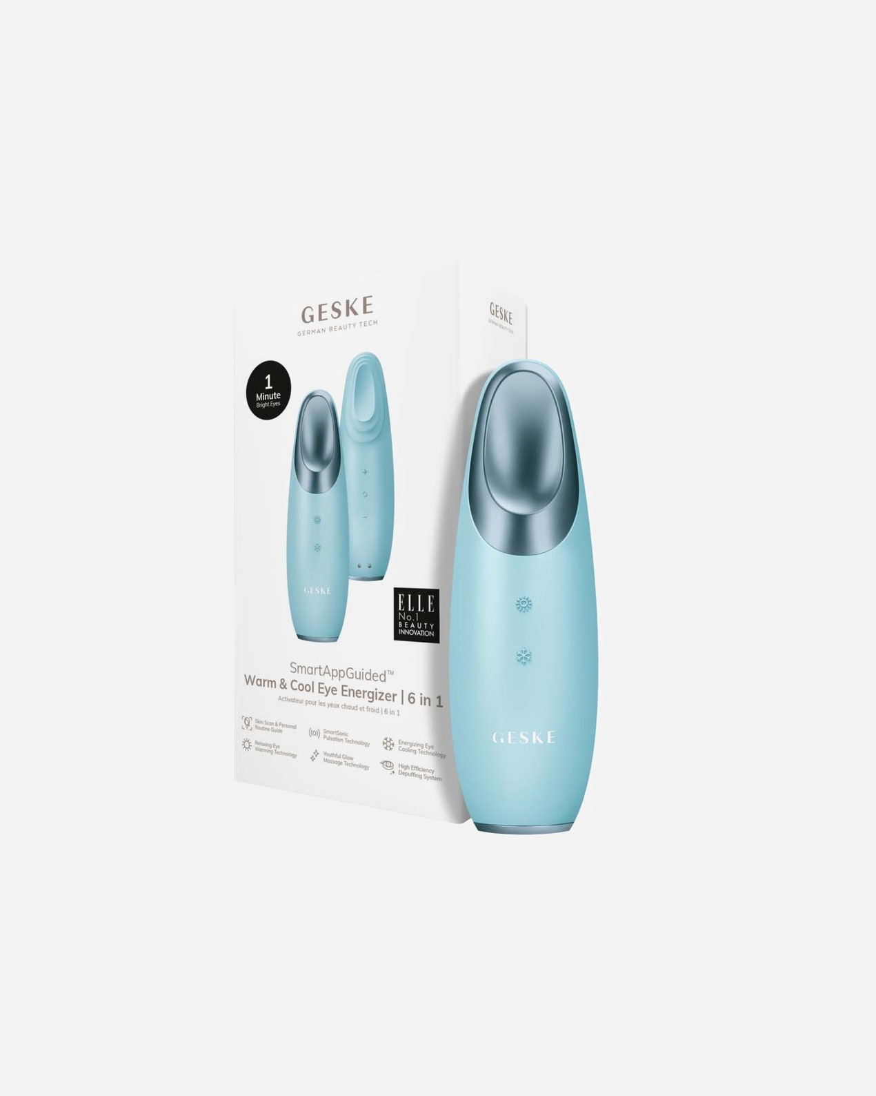 Elektrický masážny prístroj na tvár pre Unisex Geske Warm & Cool Eye Energizer 6 In 1 turquoise