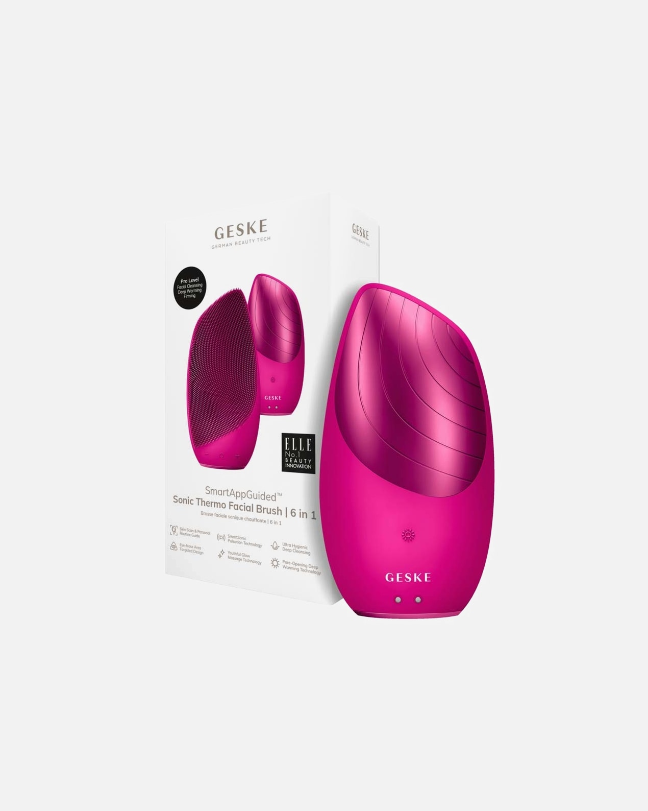 Elektrický masážny prístroj na tvár pre Unisex Geske Thermo Facial Brush 6 In 1 Magenta