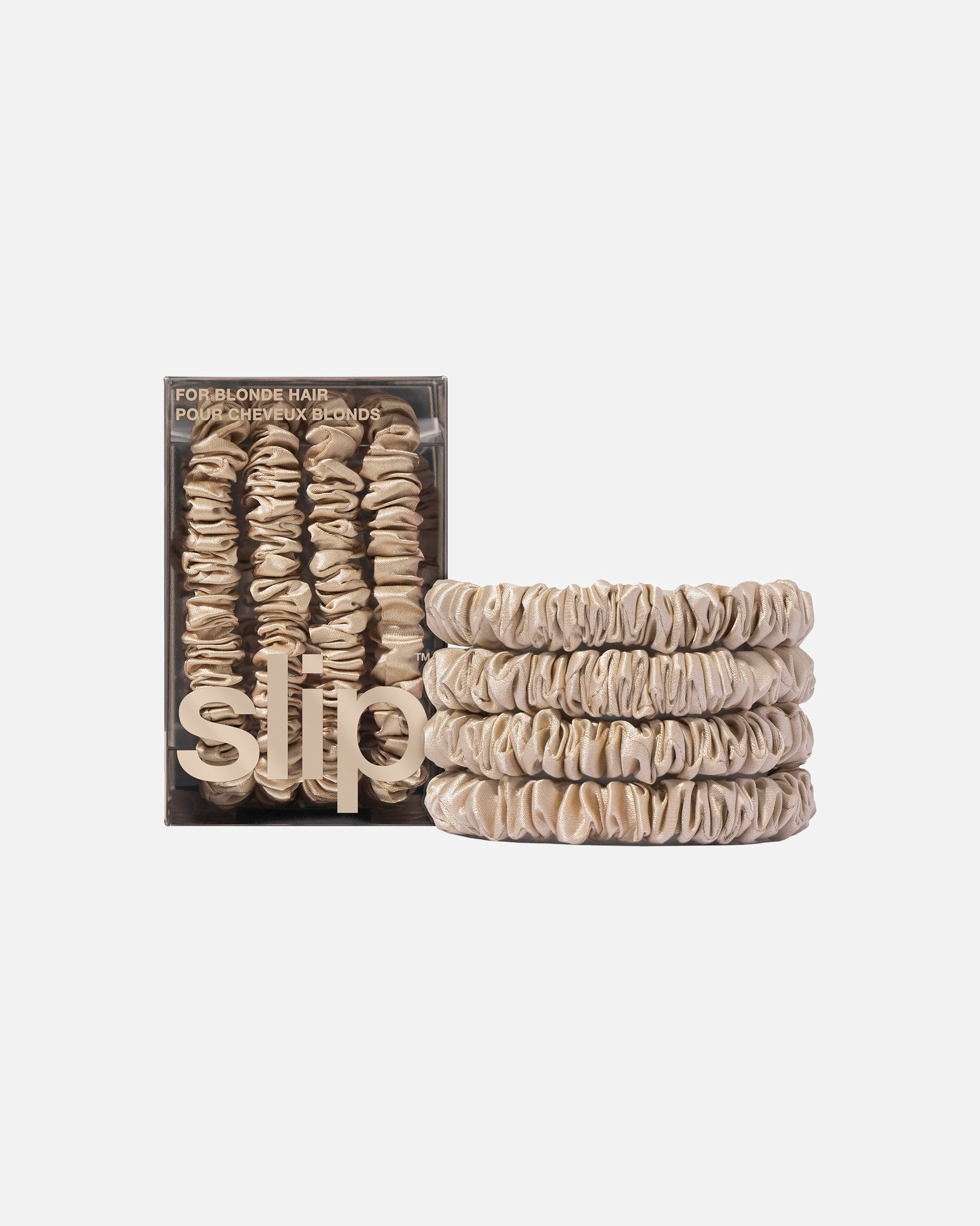 Gumička na vlasy pre Unisex Slip Úzke gumičky do vlasov v klasickom štýle, z čistej hodvábnej tkaniny – čierne Blonde