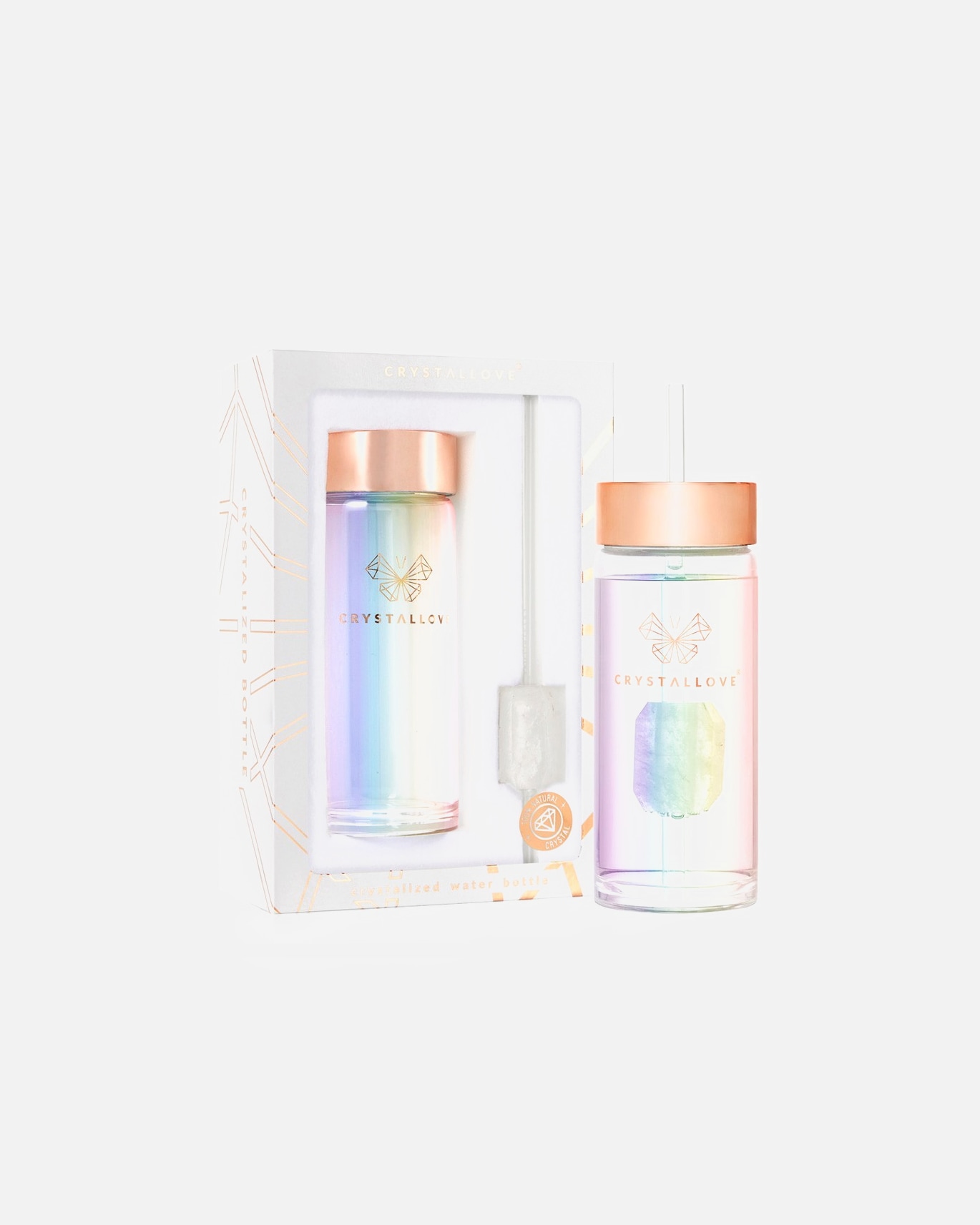 Fľaša na pitie pre Unisex Crystallove Slamková fľaša na vodu z krištáľu - hologram 1 kus