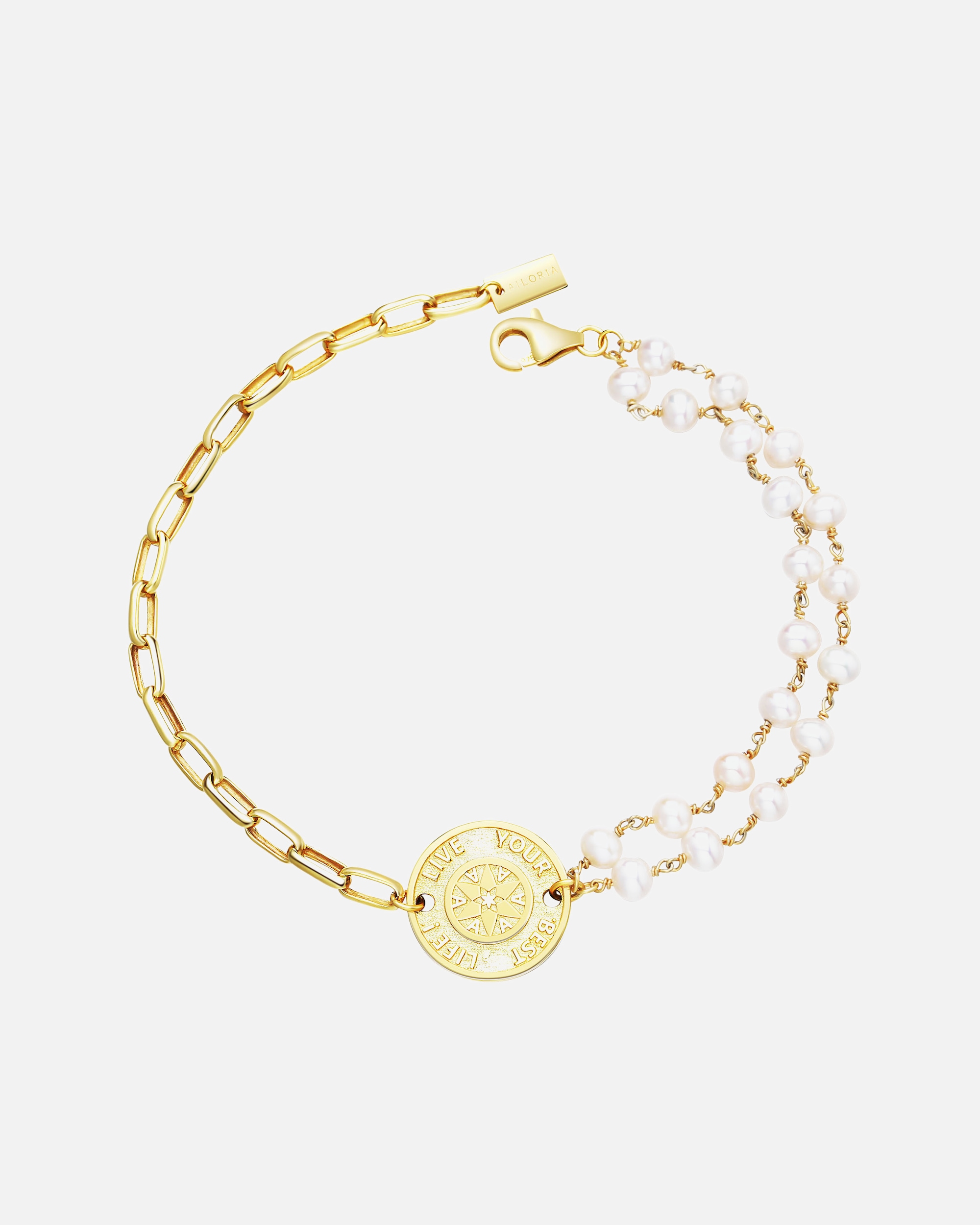 Náramok pre Pre ženy Ailoria SHIRUSHI Náramok zlatý/biela perla onesize