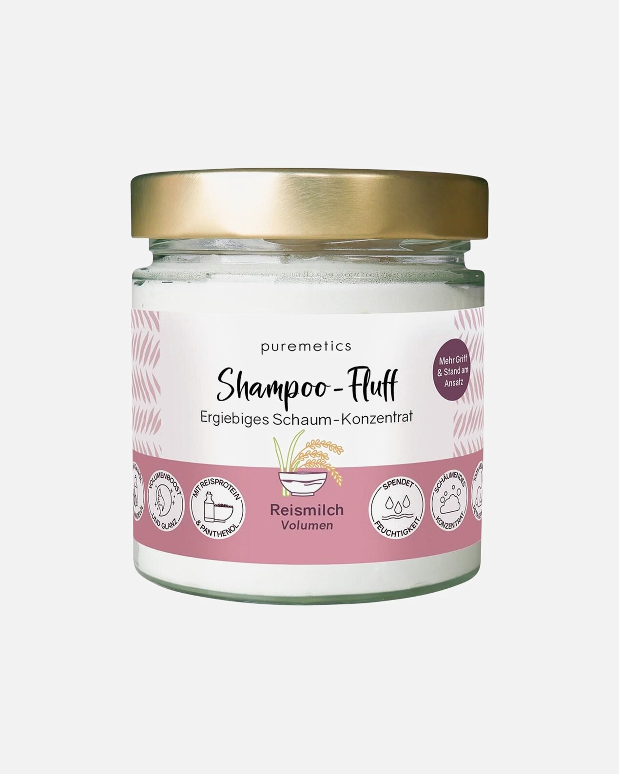 Šampón na vlasy pre Unisex puremetics Objemový šampón Fluff 'Rice Milk' 150 g
