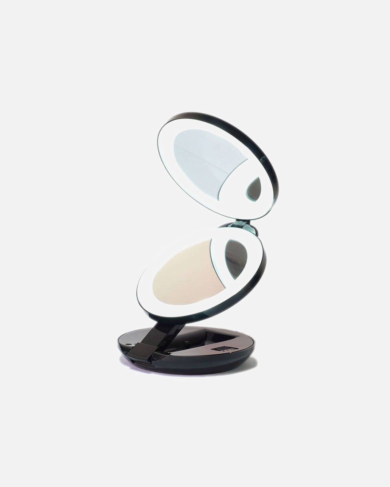 Kozmetické zrkadlo pre Unisex UNIQ Kompaktné cestovné LED kozmetické zrkadlo s dvojitým zväčšením Čierna