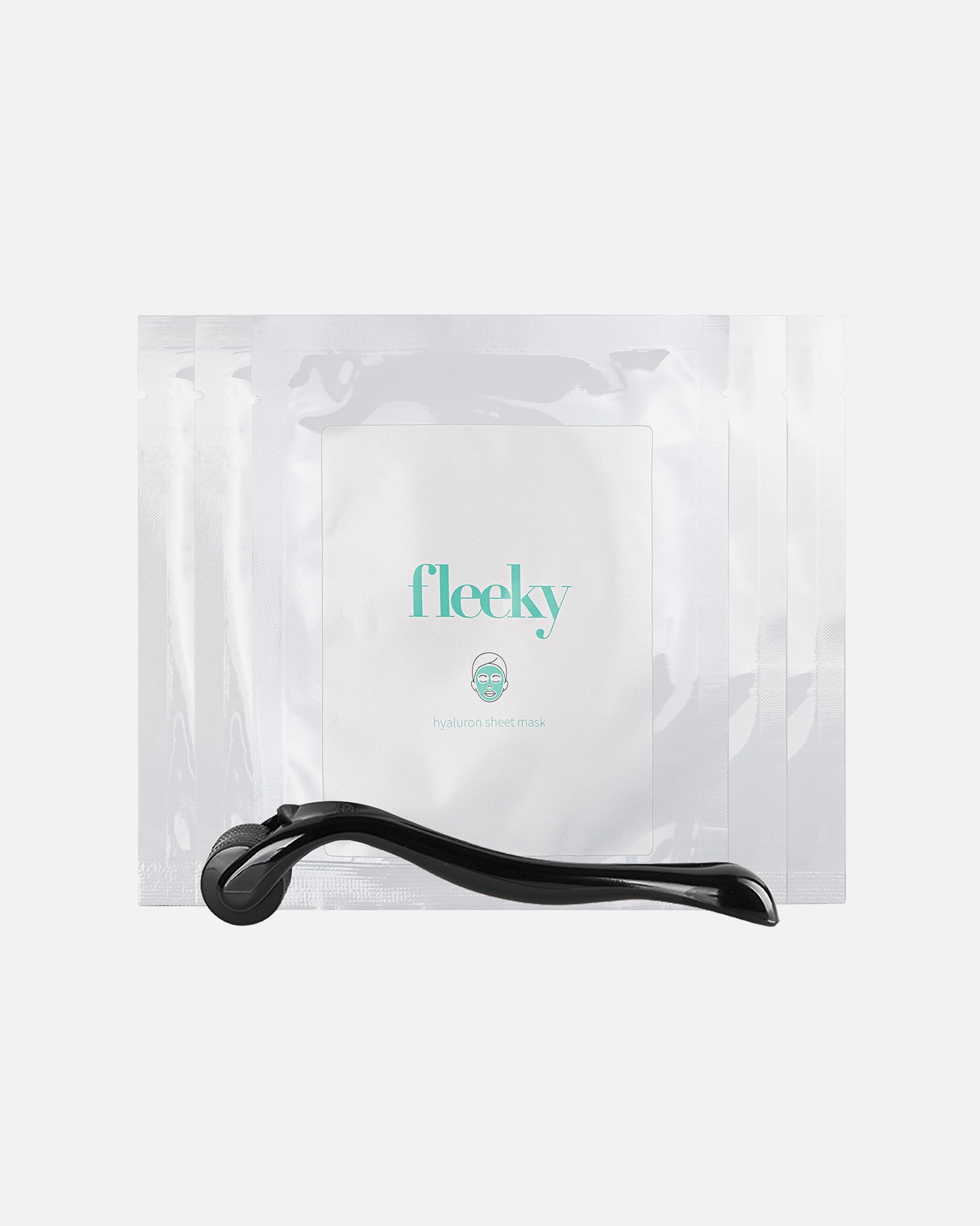 Plátienková maska pre Unisex Fleeky Hyalurónová plátenná maska s dermarollerom s 540 ihlami 5 kusov + dermaroller