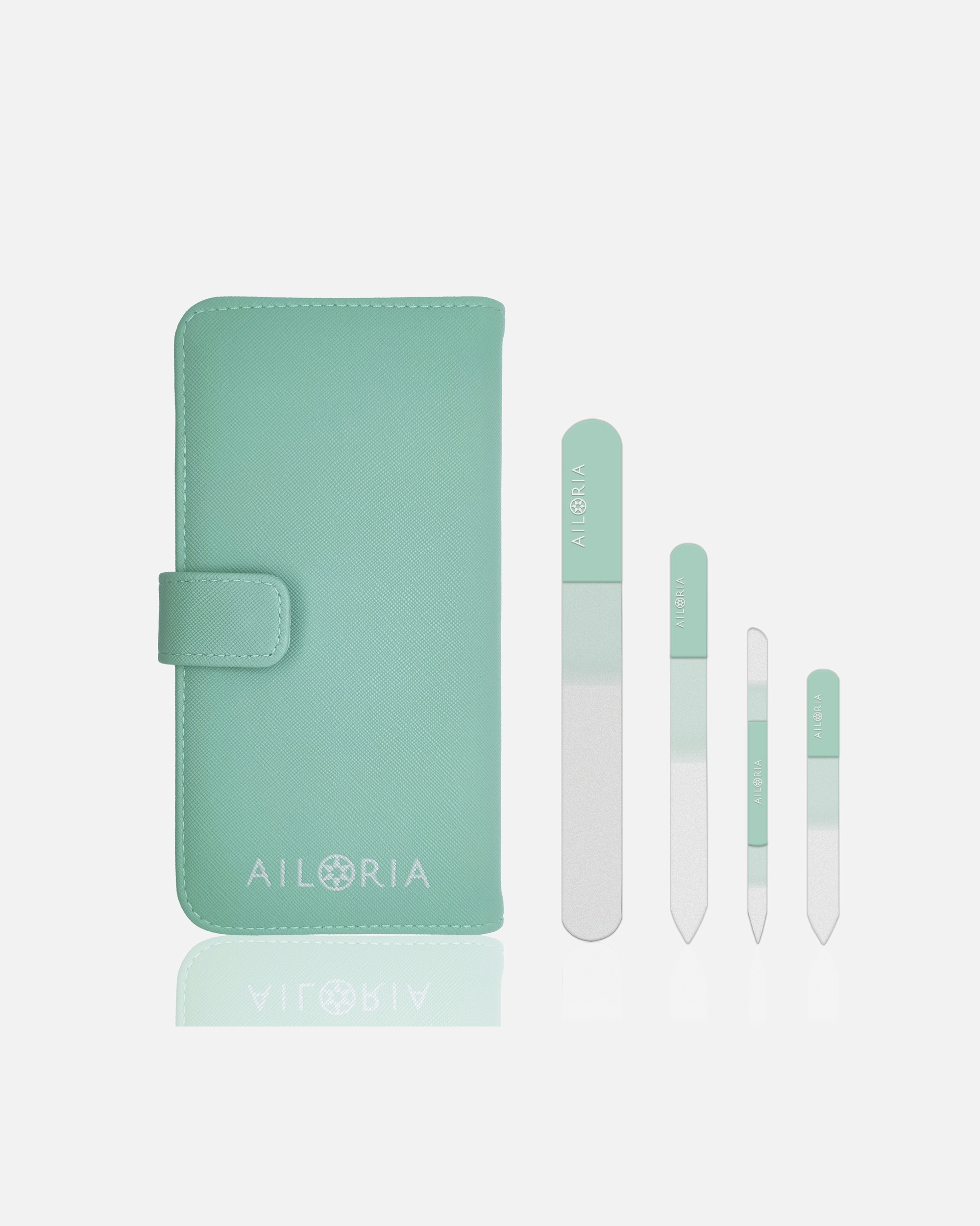 Súprava na starostlivosť o nechty pre Unisex Ailoria CONTOUR PRIME Sada sklenených pilníkov na nechty mätová