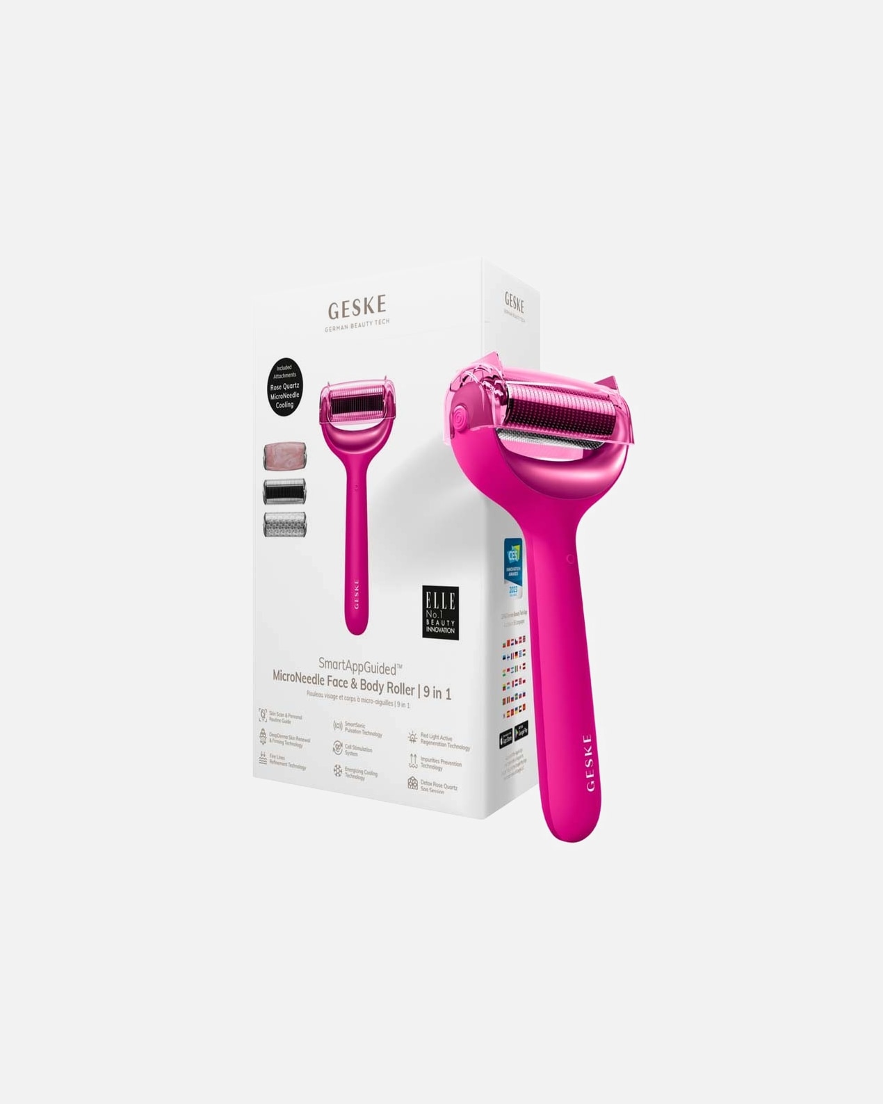 Čistiaci nástroj pre Unisex Geske Micro Needle Face & Body Roller 9 In 1 magenta