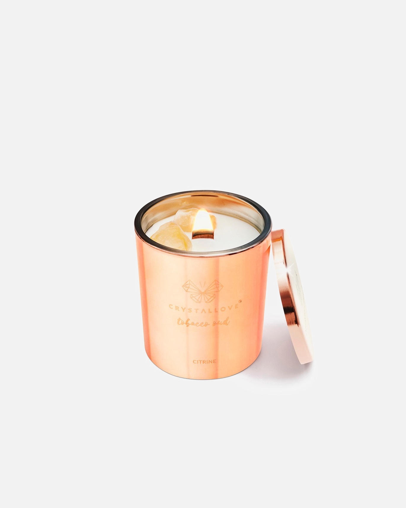 Sviečka pre Unisex Crystallove Sójová sviečka tabak oud a citrín 1 kus