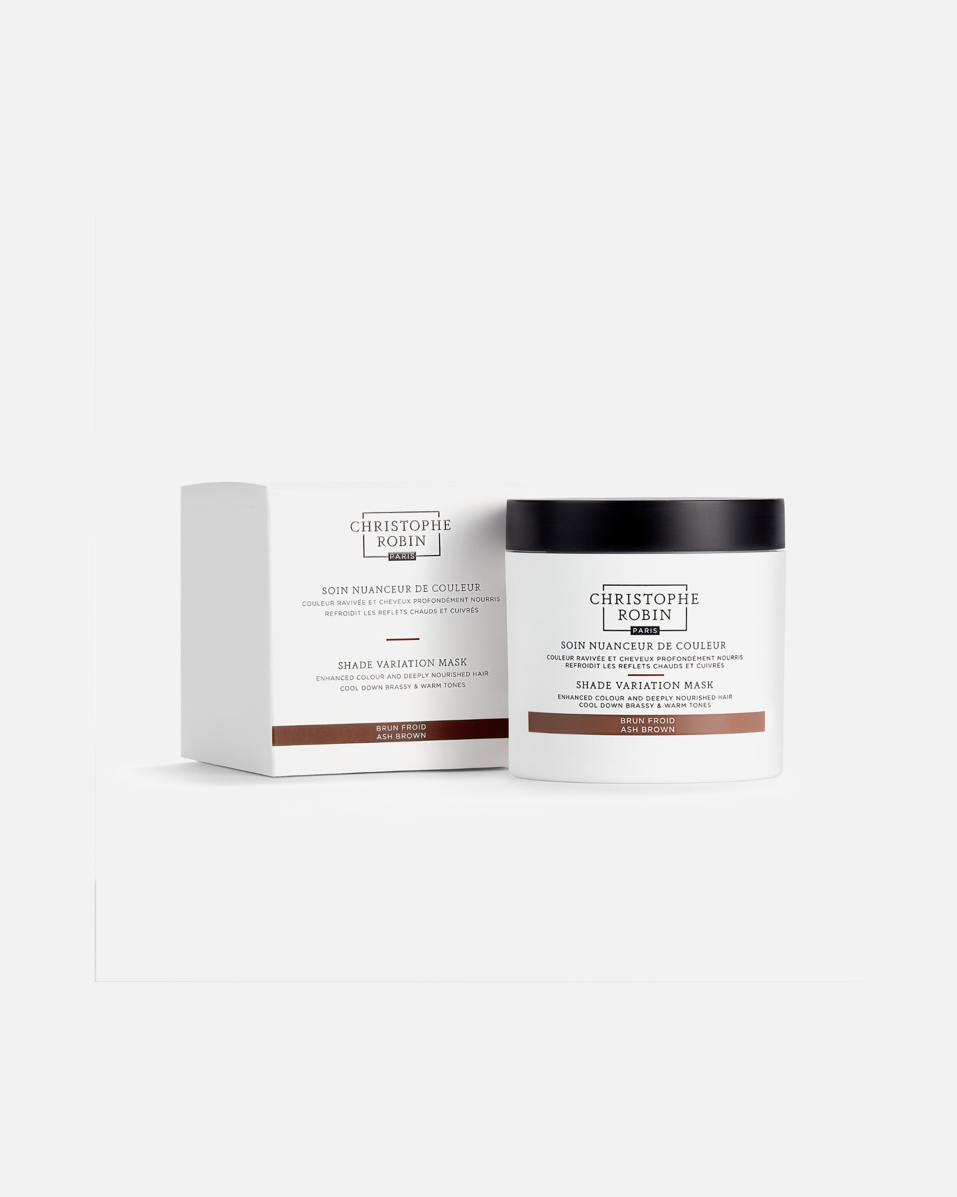 Maska na vlasy pre Unisex Christophe Robin Starostlivosť o farebné tienenie - Studená hnedá 250 ml
